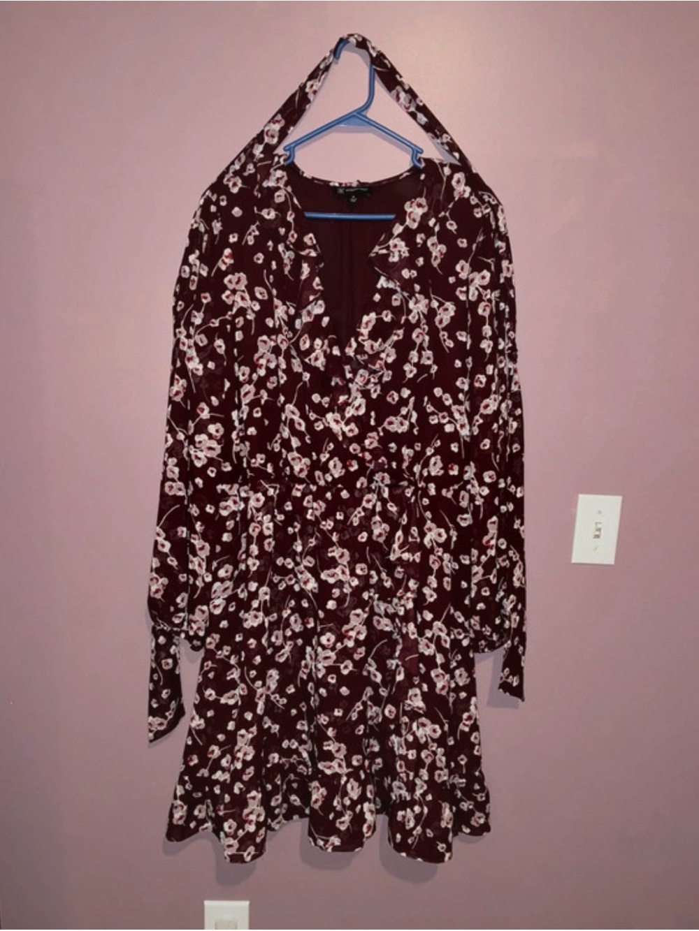 INC International Concepts Burgundy Floral Midi Dress